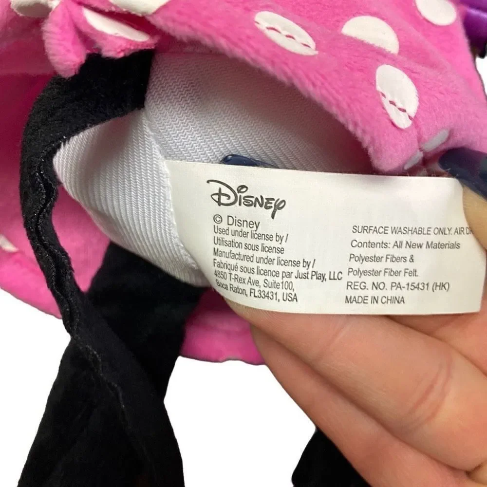 Disney Plush 14” Talking Singing Minnie Mouse Pink and White Polka Dots With Bow